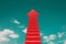 Red stair in up arrow concept and skill improvement on sky background with positive thinking. Realistic 3D rendering