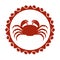 red stamp border with silhouette crayfish