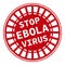 Red stamp with Ebola concept text on white