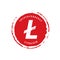 Red stamp and litecoin icon. Vector Illustration.