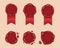 Red stamp ribbons isolated illustration. Vector wax seal with ribbon.