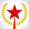 Red star and gold laurel wreath.