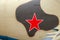 RED STAR INSIGNIA ON SIDE OF RUSSIAN MANUFACTURED HELICOPTER GUNSHIP