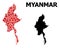 Red Star Mosaic Map of Myanmar