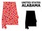 Red Star Pattern Map of Alabama State