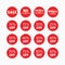 Red star retail and shopping SALE and percentage tags icons set