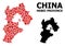 Red Starred Mosaic Map of Hebei Province