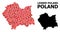 Red Starred Mosaic Map of Lesser Poland Province