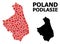 Red Starred Mosaic Map of Podlasie Province