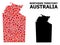 Red Starred Pattern Map of Australian Northern Territory