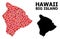 Red Starred Pattern Map of Hawaii Big Island