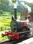 Red Steam Engine Train - Front of the locomotive Dolgoch on the Talylln Railway Wales UK