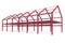 Red steel framework building angle perspective view