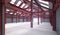 Red steel framework building indoor perspective view