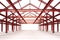 red steel framework building interior perspective view