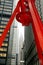 Red Steel sculpture in Manhattan\'s Financial district