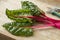 Red stemmed chard and leaves