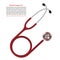 Red stethoscope. medical equipment for heart rate measurement