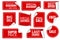 Red stickers curled. Wrapped paper sticker set, price labels sale banners bent edge corner sheets. Advertising badges
