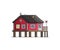 Red Stilt House Vector Illustration