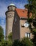 A red stone, neo-gothic water tower, Kasprowicza and Danilowskiego street. Karlowice district, WrocÅ‚aw, Poland