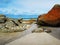 Red stone at Squeaky beach