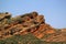 Red stones at tectonic fault