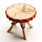 Red Stool With Wooden Legs And World Map Design