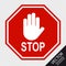 Red Stop Sign And Hand Signal - Vector Illustration - Isolated On Transparent Background