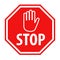 Red stop sign with hand symbol icon vector illustration