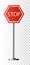 Red Stop Sign, Isolated Traffic Regulatory Warning Signage Octagon, White Octagonal Frame,