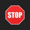 Red stop sign vector icon. Danger symbol vector illustration