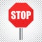 Red stop sign vector icon. Danger symbol vector illustration. Si