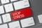 Red Stop Stress Button on Keyboard. 3D.