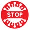 Red stoppage sign with white virus inside