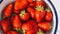 Red strawberries arranged tasty fruit background slow tilting