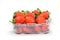 Red strawberry ripe sweet fruit in plastic box packaging