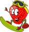 Red strawberry surfing - vector