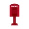 Red street mailbox icon, flat style