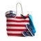 Red stripe beach bag and other accessories