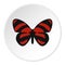 Red striped butterfly icon, flat style