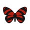 Red striped butterfly icon in flat style
