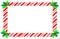 Red striped Christmas candy cane border with holly.