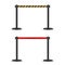 Red and striped hazard fencing tape. Dark matte stand