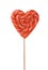 Red striped heart lollipop