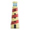 Red striped lighthouse icon, cartoon style