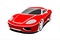 Red Stylized Car, Side view, Three-quarter view. Fast Racing car. Sport car. Modern flat Vector illustration