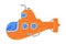 Red Submarine Watercraft Swimming Underwater Vector Illustration