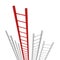 Red success ladder standing out