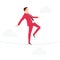 Red suit businessman walking on rope